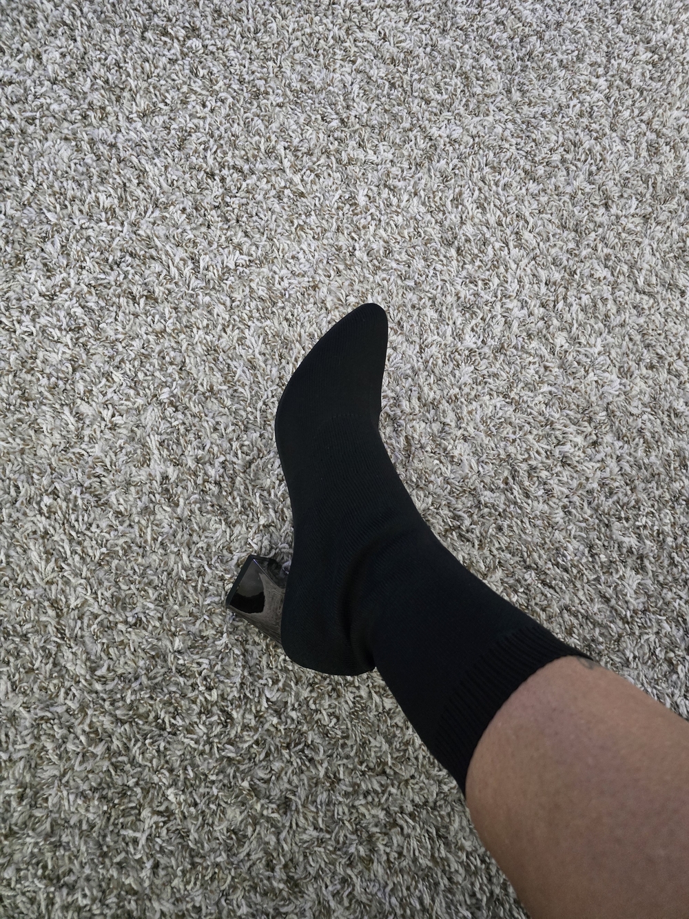 Black Stretch Sock Boot with Block Heel - Men Underwear & Socks